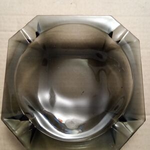 Elegant Smoky Gray Mid Century Vintage Cigar Ashtray Barware Heavy